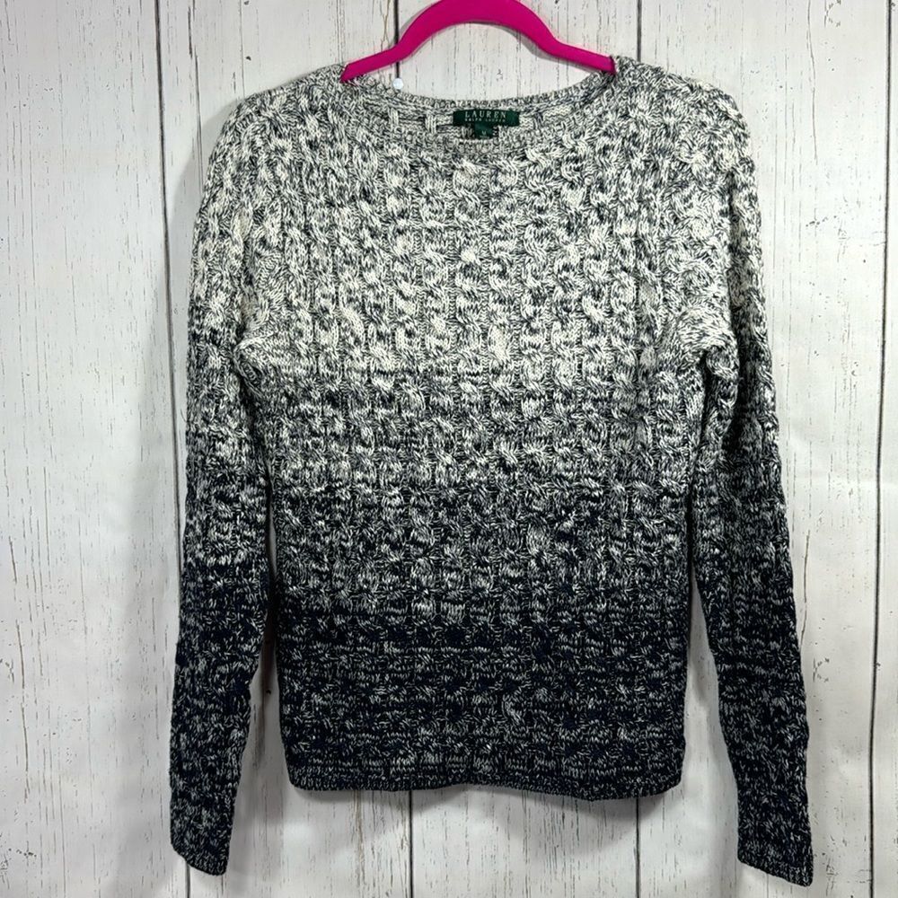 Lauren Ralph Lauren Cable Knit Ombre Sweater Cozycore Minimalist Classic Preppy